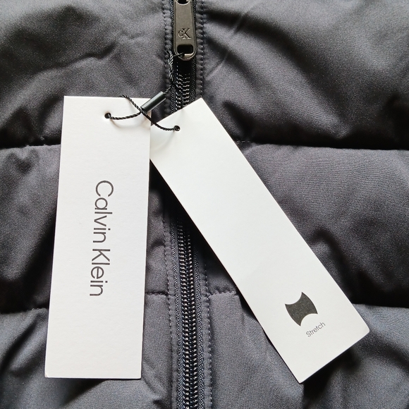 New Calvin Klein Jeans Puffer Hooded Coat Water Resistant Charcoal Grey Size 2XL - Picture 6 of 16